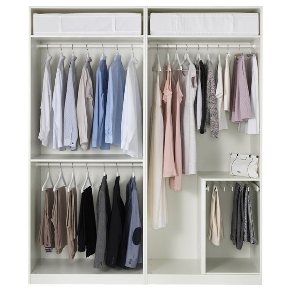 Гардероб ПАКС, белый, Нексус ясеневый шнон/коричневая морилка (200x60x236 см) - схема-чертеж с размерами