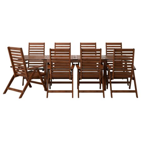 Стол + 8 кресел для сада ЭПЛАРО, коричневая морилка