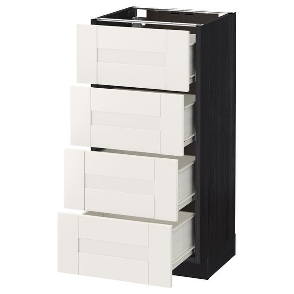 Напольный шкаф 4 фронтальных панели, 4 ящика МЕТОД / ФОРВАРА, черный, Сэведаль белый - схема-чертеж с размерами