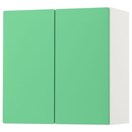 Навесной шкаф, 60x32x60 см, белый зеленый с 1 полкой IKEA SMÅSTAD СМОСТАД 593.899.56