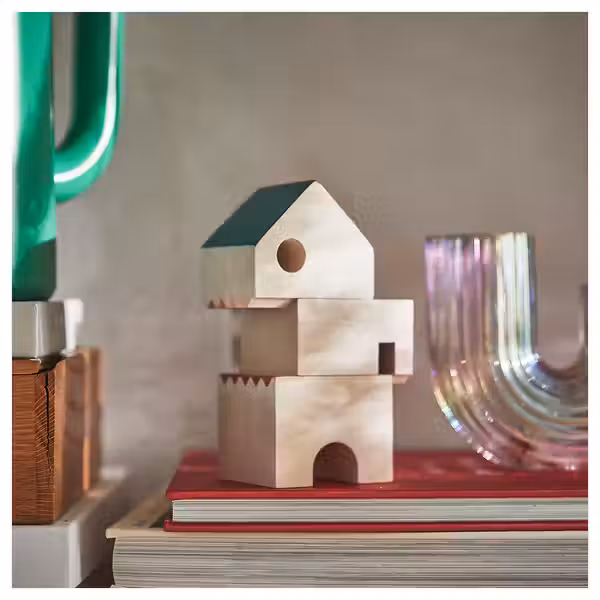 FÄLTLÖNN ФЭЛЬТЛЁНН Украшение "домик", 3 шт. - массив дерева/разноцветный - фото 2