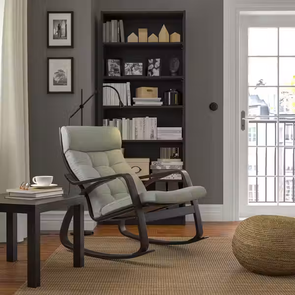 POÄNG Кресло-качалка - черно-коричневый/Gunnared светло-зеленый - фото 2