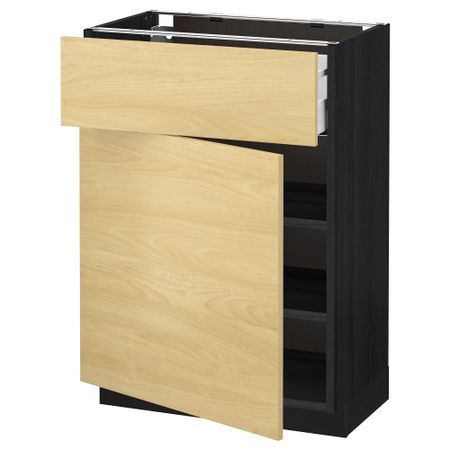 Напольный шкаф с ящиком, дверью МЕТОД / МАКСИМЕРА, черный, Тингсрид береза