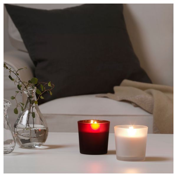 Ароматическая свеча в стакане ВИНТЕР 2017, Печенье с джемом красный, белый красный (7.5 см 2 шт) - фото 2