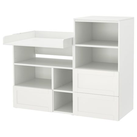 Пеленальный стол, белый с рамой/со стеллажом 150x79x123 см IKEA SMÅSTAD СМОСТАД / OPPHUS ОПХУС 394.839.88