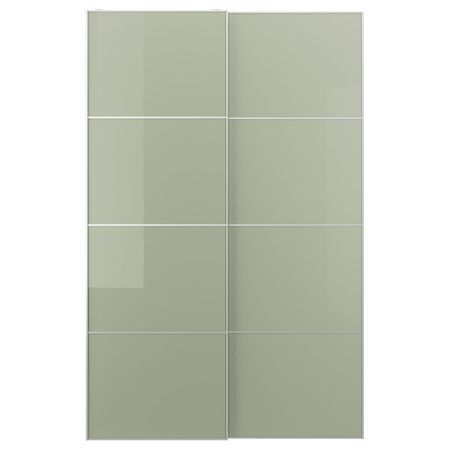 Пара раздвижных дверей, глянцевый светло-зеленый 150x236 см IKEA HOKKSUND ХОККСУНД 593.323.09