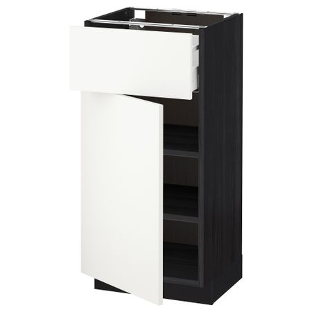 Напольный шкаф с ящиком, дверью МЕТОД / МАКСИМЕРА, черный, Хэггеби белый