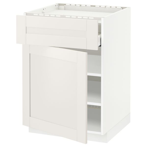 Напольный шкаф для варочной панели, ящик, полка, дверцы МЕТОД / МАКСИМЕРА, белый, Сэведаль белый (60x60 см) - схема-чертеж с размерами