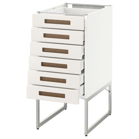 Напольный шкаф 6 фронтальных панелей, 6 нижних ящиков МЕТОД / МАКСИМЕРА, белый, Мэрста белый