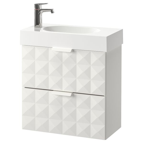 Шкаф для раковины с 2 ящ, Решён белый, БРОГРУНД смеситель, 62x33x68 см IKEA ГОДМОРГОН / БРОВИКЕН 992.923.30 - фото 1