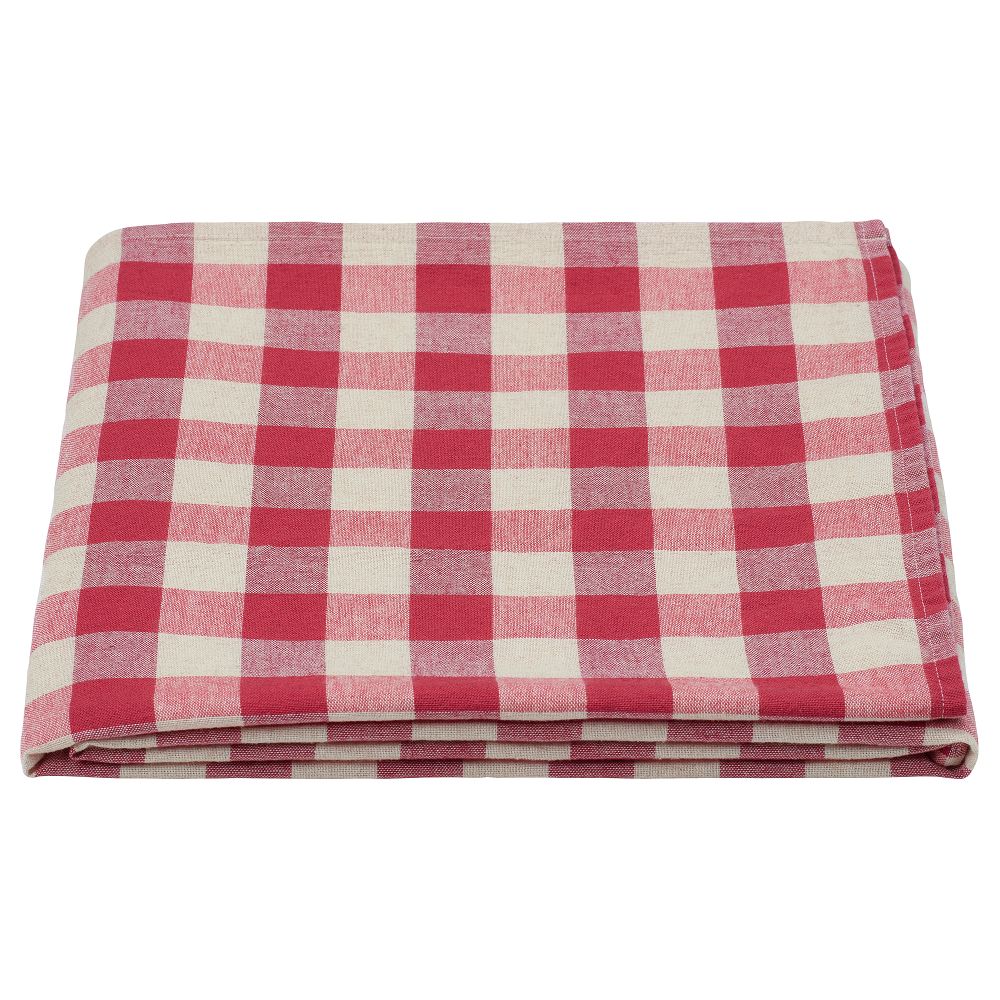 Скатерть, белый, красный, 145x240 см IKEA SLÖJSTJÄRT 105.940.67 - фото 1