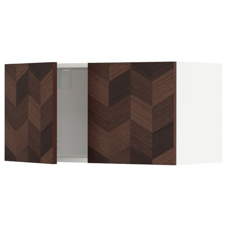 Навесной шкаф с 2 дверцами, белый Хасларп/коричневый с рисунком 80x40 см IKEA METOD МЕТОД 494.461.94