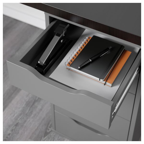 Стол ЛИННМОН / АЛЕКС, черно-коричневый, серый (200x60 см) - схема-чертеж с размерами