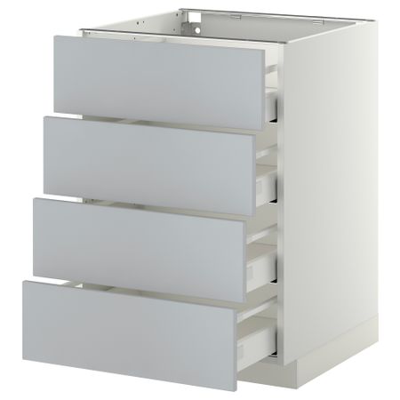 Напольный шкаф 4 фронтальных панели, 4 ящика МЕТОД / МАКСИМЕРА, белый, Веддинге серый