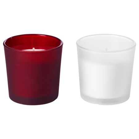 Ароматическая свеча в стакане ВИНТЕР 2016, Печенье с джемом красный, белый красный (7.5 см)