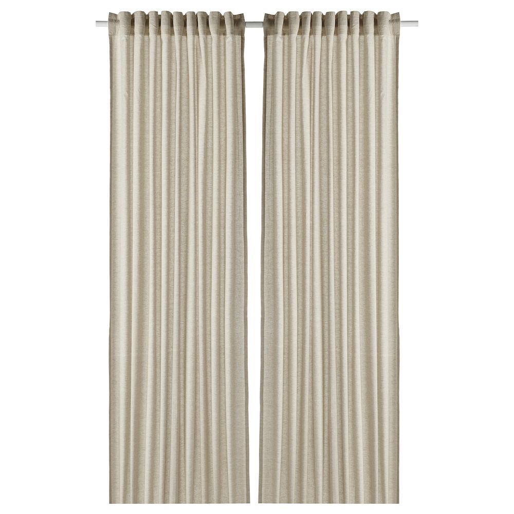 Гардины, 2 шт., светлый оливково-зеленый 145x300 см IKEA HANNALILL ХАННАЛИЛЛ 704.984.64 - фото 1