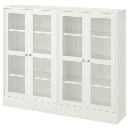 Комбинация для хранения + стеклянная дверц, белый 162x37x134 см IKEA HAVSTA ХАВСТА 192.659.48