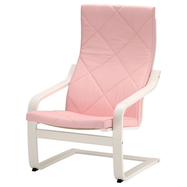 Кресло ПОЭНГ, белый, Эдум розовый - фото 1