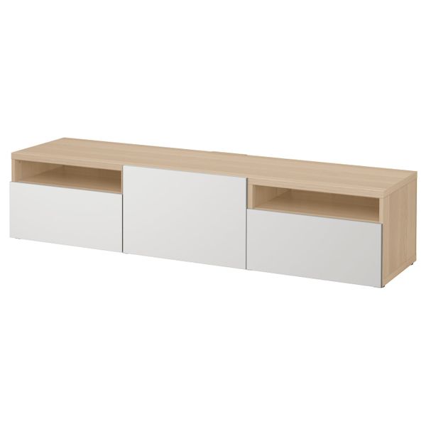Тумба под ТВ, под беленый дуб/Лаппвикен светло-серый 180x42x39 см IKEA БЕСТО 093.284.42 - фото 1