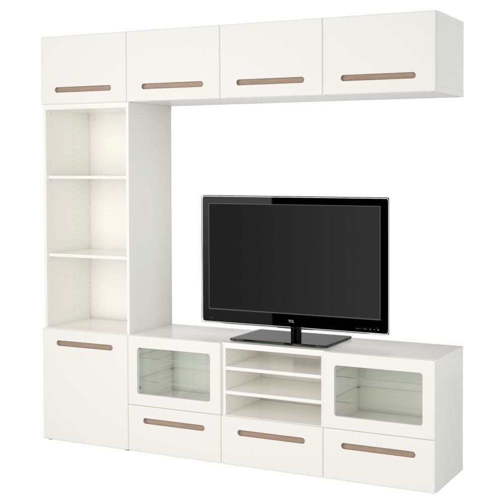 Шкаф для ТВ, комбинированный, стекляные дверцы БЕСТО, Марвикен белый прозрачное стекло (240x40x230 см) - фото 1