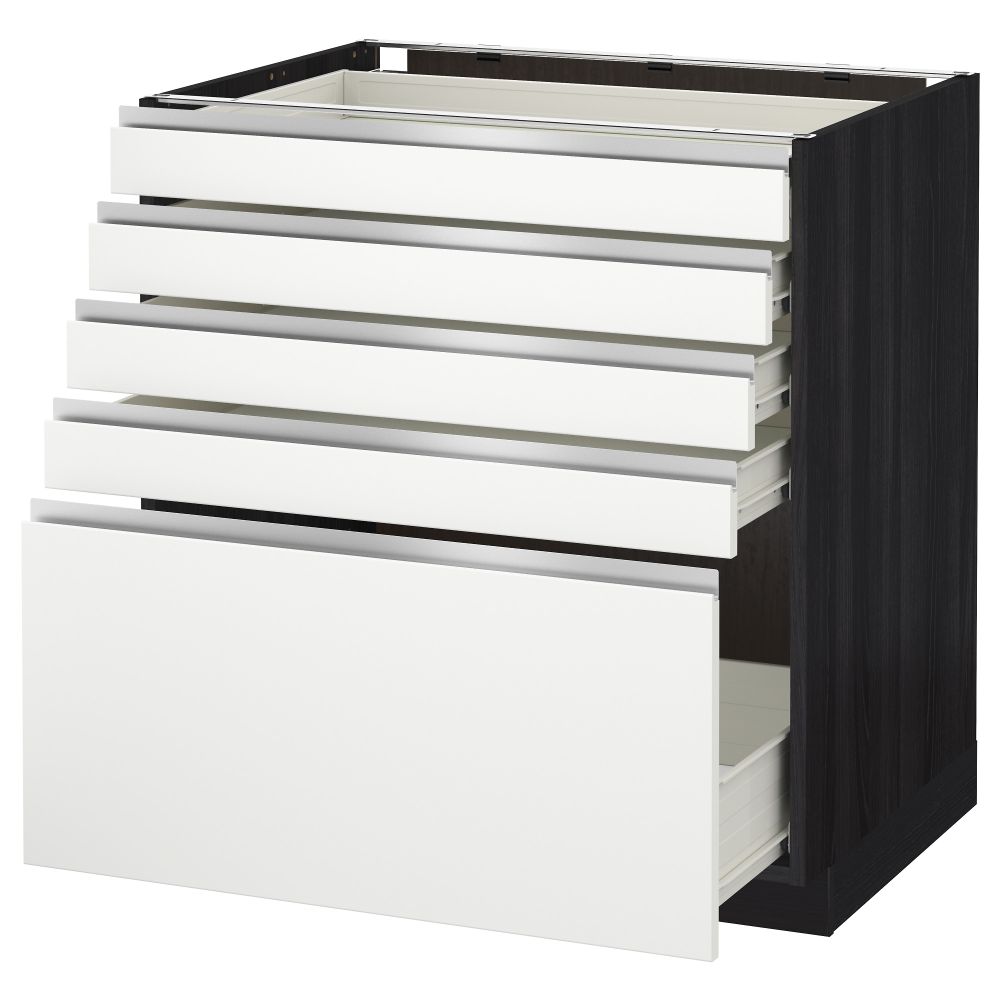 Напольный шкаф с 5 ящиками МЕТОД / ФОРВАРА, черный, Нодста белый - схема-чертеж с размерами
