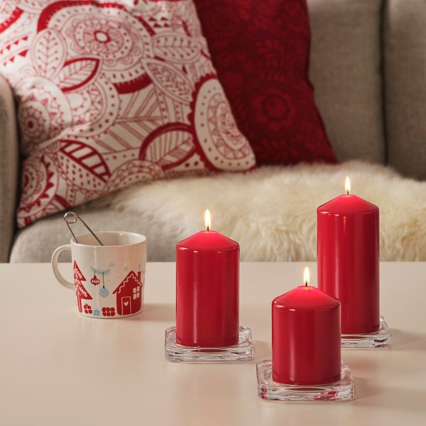 Неароматическая формовая свеча, 3 шт, красный IKEA ВИНТЕРФЕСТ 304.320.26 - схема-чертеж с размерами