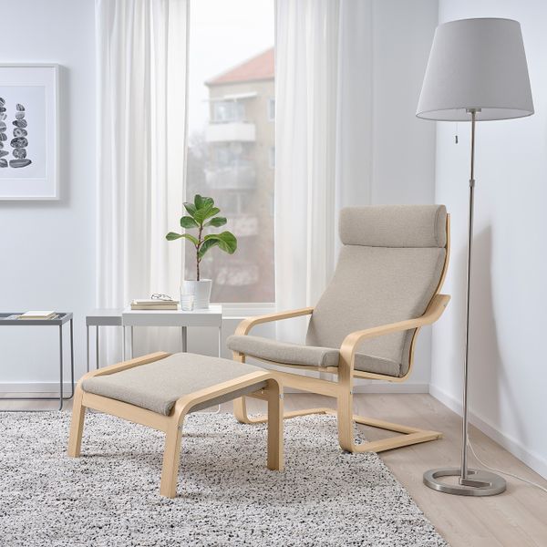 Кресло, дубовый шпон, беленый/Хили бежевый IKEA POÄNG ПОЭНГ 293.193.85 - фото 2