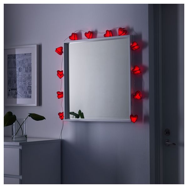 Гирлянда, 12 светодиодов СТРОЛА, с батарейным питанием, сердце красный - фото 2