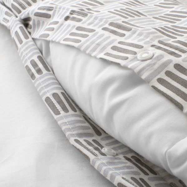 Пододеяльник и 1 наволочка, белый, серый 150x200/50x70 см IKEA SILVERFRYLE СИЛВЕРФРЮЛЕ 604.696.12 - фото 4