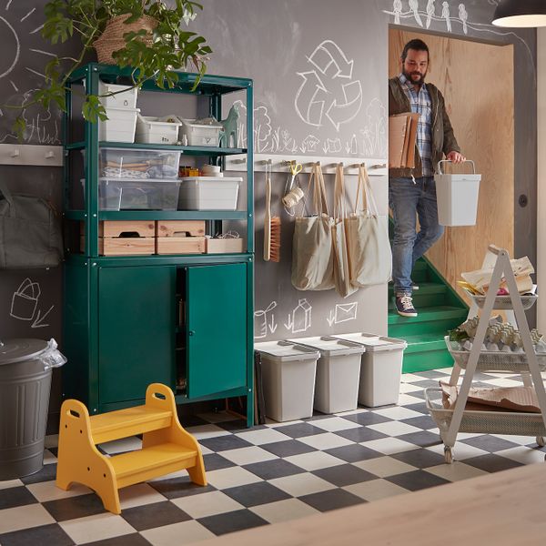 Стеллаж с 1 шкафчиком, зеленый 80x37x161 см IKEA KOLBJÖRN КОЛЬБЬЁРН 493.175.59 - фото 4