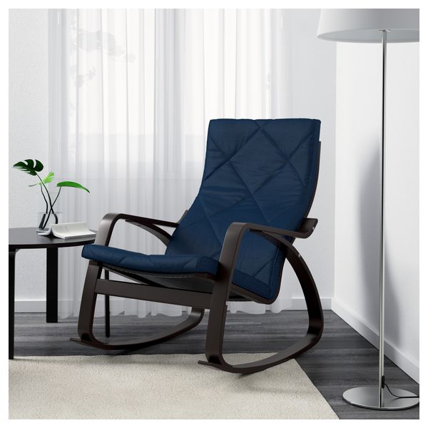 Кресло-качалка ПОЭНГ, черно-коричневый, Эдум темно-синий - фото 4