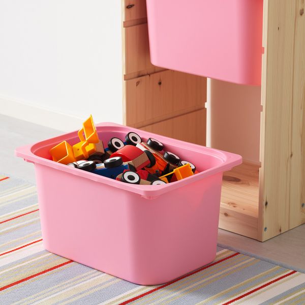 Комбинация для/хранения+контейнеры, светлая беленая сосна, розовый 44x30x91 см IKEA ТРУФАСТ 192.223.79 - схема-чертеж с размерами