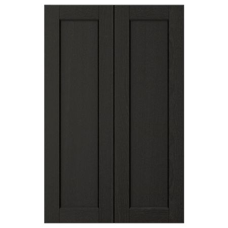 LERHYTTAN Дверца д/напольн углового шк, 2шт - черная морилка 25x80 см