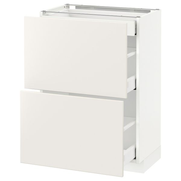 Напольный шкаф/2фасада/3ящика, белый/Веддинге белый 60x37 см IKEA METOD МЕТОД / MAXIMERA МАКСИМЕРА 492.348.04 - фото 1