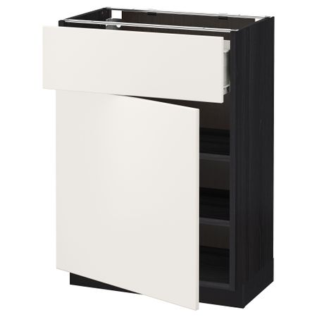 Напольный шкаф с ящиком, дверью МЕТОД / ФОРВАРА, черный, Веддинге белый