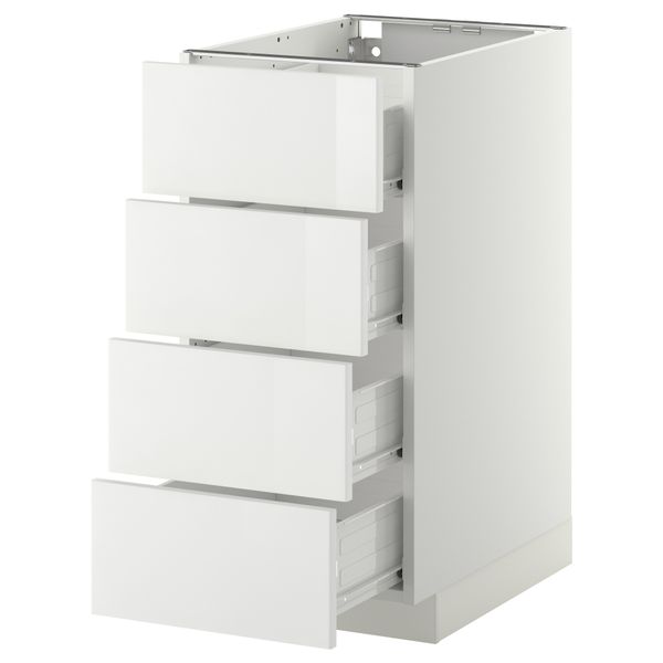 Напольный шкаф 4 фронтальных панели, 4 ящика МЕТОД / ФОРВАРА, белый, Рингульт белый - схема-чертеж с размерами