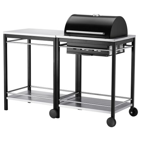 Угольный гриль с тележкой КЛАСЕН, нержавеющ сталь