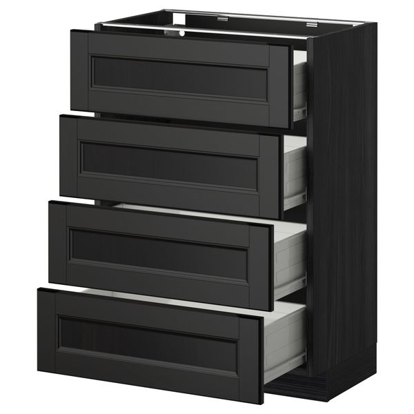 Напольный шкаф 4 фронтальных панели, 4 ящика МЕТОД / ФОРВАРА, черный, Лаксарби черно-коричневый - схема-чертеж с размерами