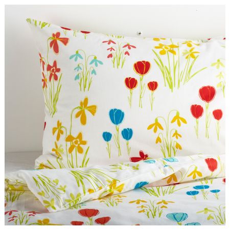 Пододеяльник и 1 наволочка САБЕЛЛИЛЬЯ, белый, цветы разноцветный