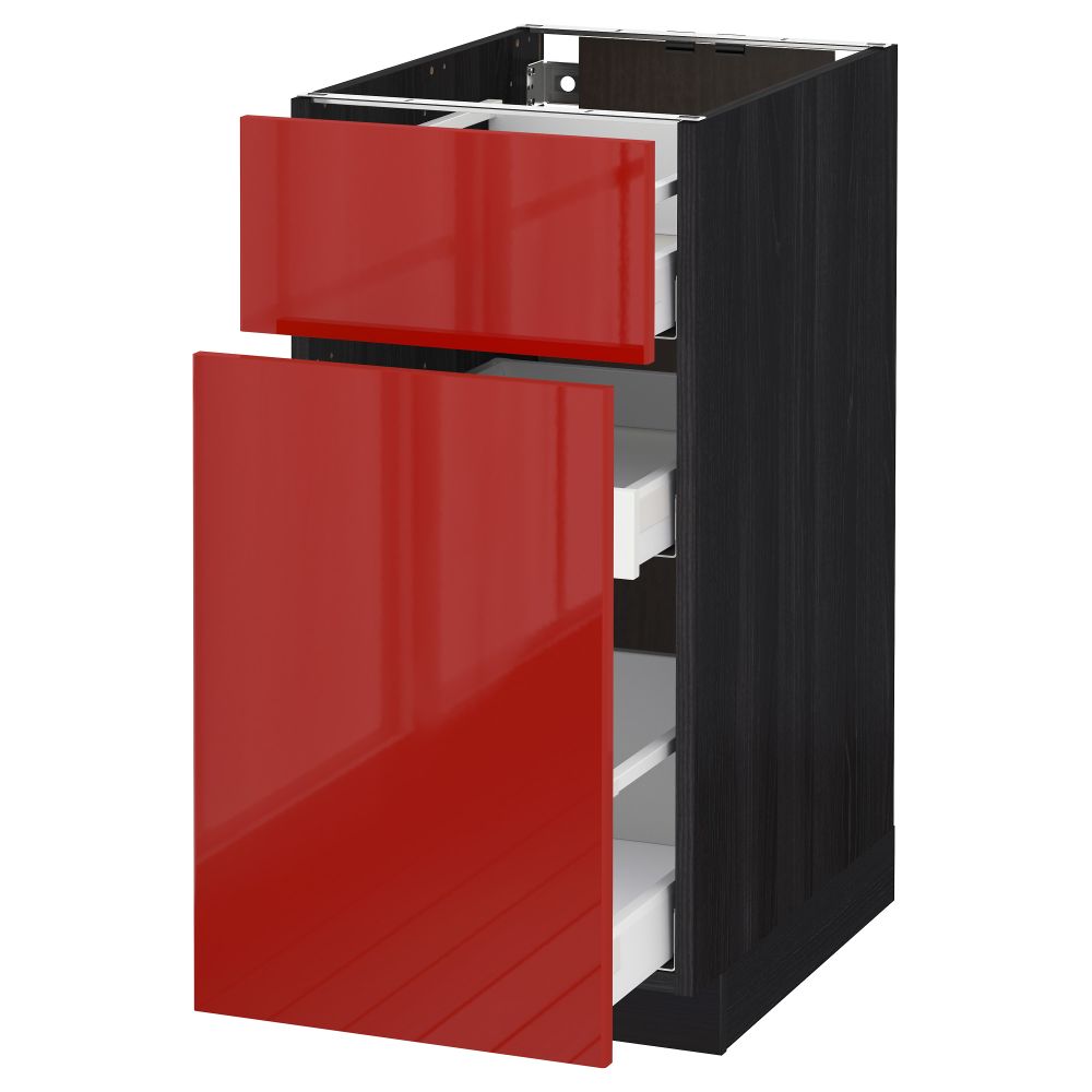 Напольный шкаф, выдвижной секцией, ящик МЕТОД / МАКСИМЕРА, черный, Рингульт красный - схема-чертеж с размерами