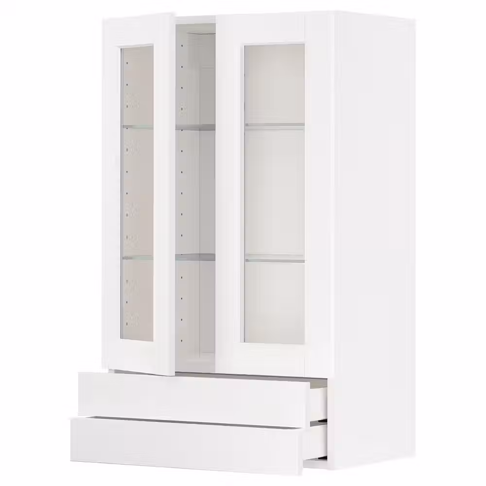 METOD / MAXIMERA Навесной шкаф/2 стекл двери/2 ящика - фото 1