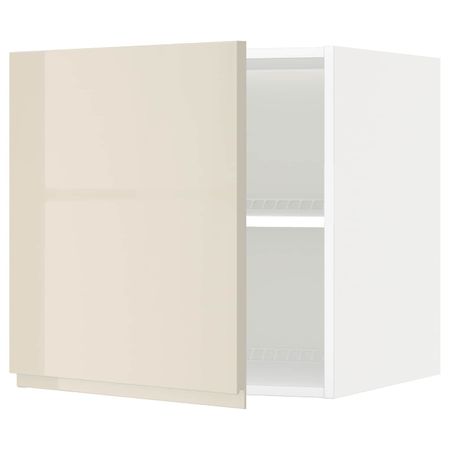 Верхний шкаф для холодильника/морозильн, белый/Воксторп глянцевый светло-бежевый 60x60 см IKEA METOD МЕТОД 894.457.05