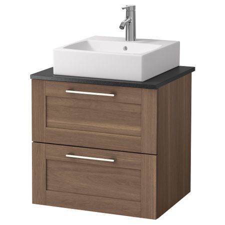 Шк п-раковину/столешн45x45/раковина ГОДМОРГОН/АЛДЕРН / ТОРНВИКЕН, под грецкий орех, черный (62x49x72 см)