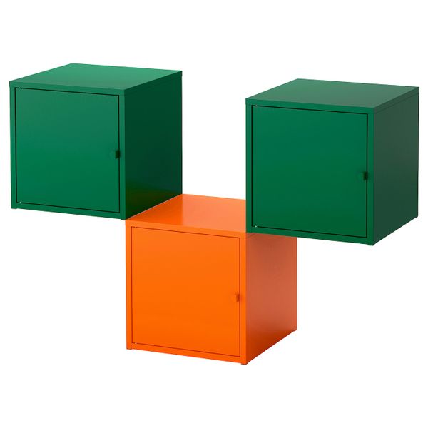 Комбинация для хранения, оранжевый/темно-зеленый 105x70 см IKEA ЛИКСГУЛЬТ 392.486.70 - фото 1