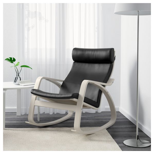 Кресло-качалка ПОЭНГ, белый, Смидиг черный - фото 2