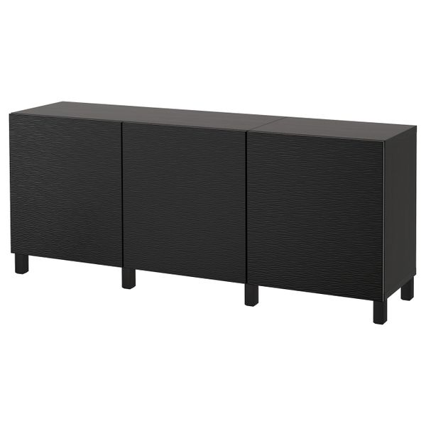 Комбинация для хранения с дверцами, черно-коричневый, Лаксвикен черный 180x40x74 см IKEA БЕСТО 492.466.75 - фото 1