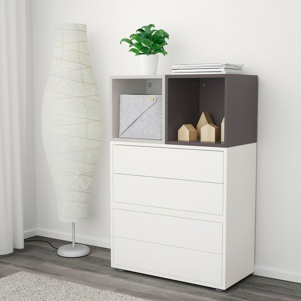 Комбинация шкафов с ножками, 70x35x107 см, белый светло-серый, темно-серый IKEA EKET ЭКЕТ 792.217.77 - фото 3