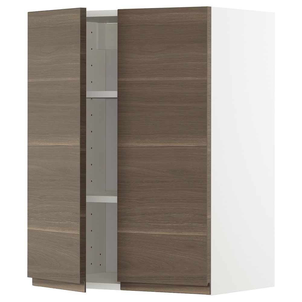 Навесной шкаф с полками/2дверцы, белый/Воксторп под грецкий орех 60x80 см IKEA METOD МЕТОД 593.002.33 - схема-чертеж с размерами