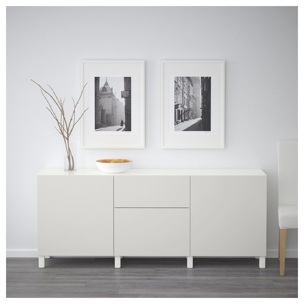 Комбинация для хранения с ящиками БЕСТО, белый, Лаппвикен светло-серый (180x40x74 см) - фото 2