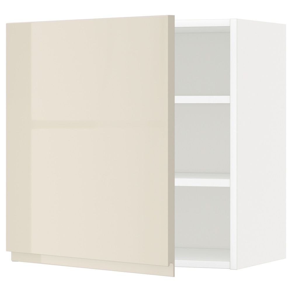 Навесной шкаф с полками, белый/Воксторп глянцевый светло-бежевый 60x60 см IKEA METOD МЕТОД 094.459.50 - фото 1